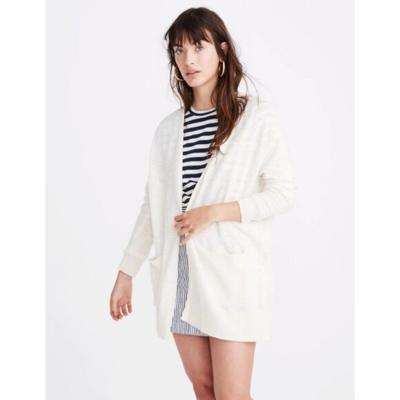 Madewell Sweaters - Madewell‎ Summer Ryder Cardigan Sweater Stripe Texture Solid Ivory Open Front XL